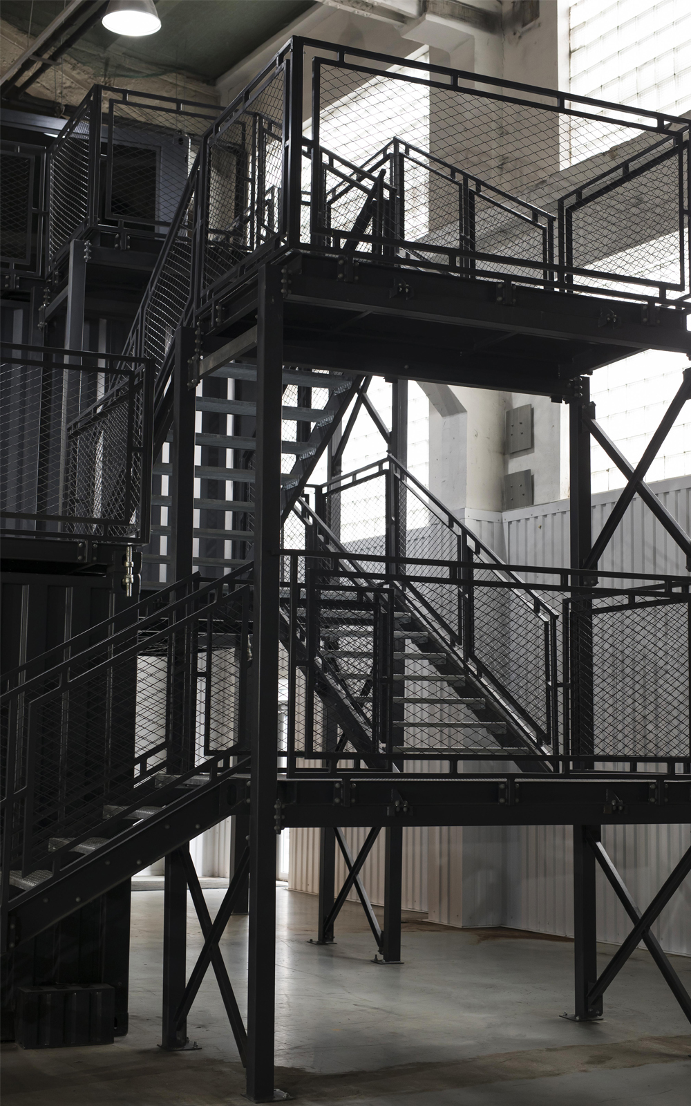 gray concrete stairs inside building